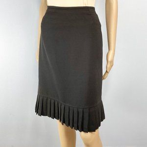 Tahari Straight Pencil Skirt Size 10 Black Knife Pleated Hemline Knee Length